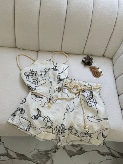 Bustier short lin brodé